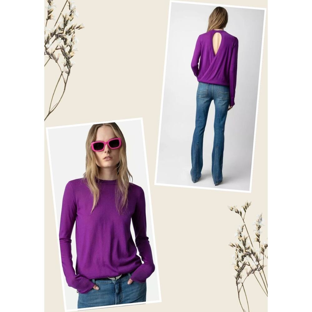 Zadig & Voltaire Emma We Goa Purple Merino Wool Sweater L - Picture 2 of 16